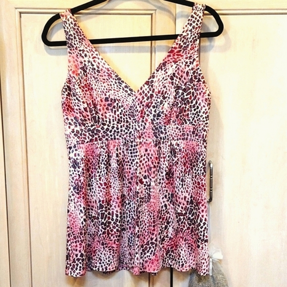💖INC Pink Leopard Sparkly BabyDoll Tank Top